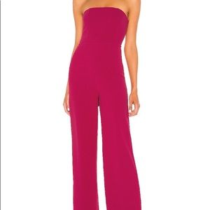 NBD IVY JUMPSUIT STRAPLESS OPEN BACK WIDE LEG